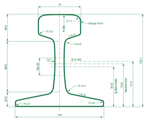 53kg HH rail from EMRAILS is a Head Hardened rail, this gives it better durability and suitability for heavy axle loads and tight radius curves and can contribute to the longevity of the rail network.