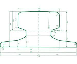 A120 crane rail from EMRAILS are manufactured to DIN standard (German Institute of Standards) in 12 metre lengths. They generally used in applications such as trolley rails, crane rail, mining rails, car-dumpers, and multiple other applications.